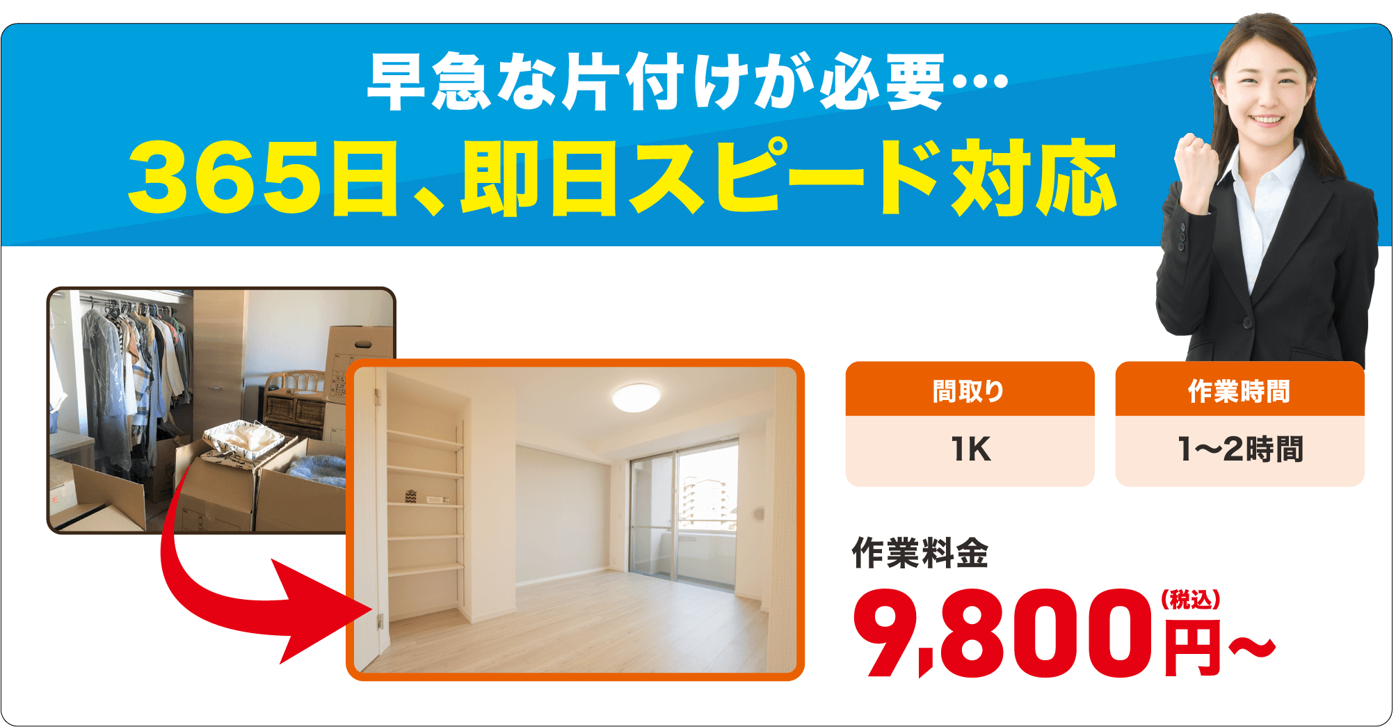 遺品整理のプロ 遺品あんしん整理に全てお任せください。 事例1