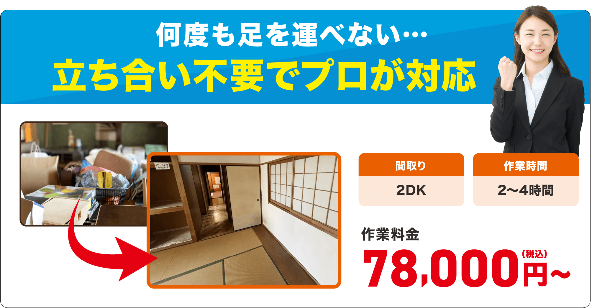 遺品整理のプロ 遺品あんしん整理に全てお任せください。 事例2